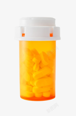 药品瓶子白色治愈黄色瓶子里的西药片实物高清图片