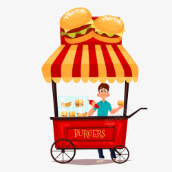 流动快餐车矢量汉堡包外卖餐车矢量图高清图片