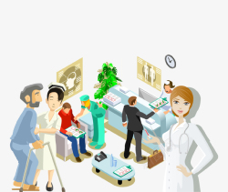 医院白衣天使卡通医院护士25D立体插画高清图片