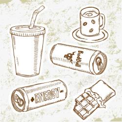 卡通食品饮料手绘巧克力饮料啤酒咖啡高清图片