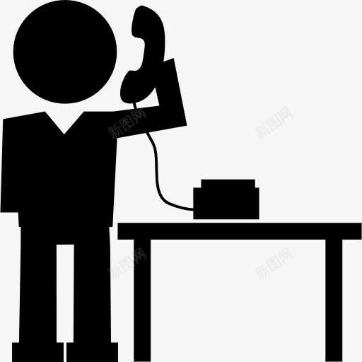 男子接听电话图标png_新图网 https://ixintu.com 人 人的剪影 回答 地位 教育 桌子 电话
