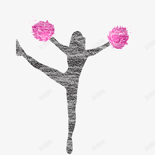 可爱的跳舞女孩的粉笔画png免抠素材_新图网 https://ixintu.com 剪影 可爱 啦啦操 学校板报 红色彩球 跳舞 跳舞姿势 黑板粉笔画