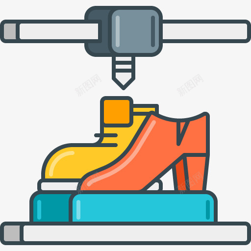 鞋子3D打印建模图标psd_新图网 https://ixintu.com 建模图标 打印 现代 科技 红鞋 统一 黄鞋子