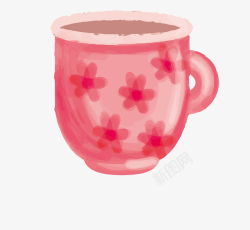 牛奶咖啡杯卡通手绘简约玻璃杯茶杯装饰高清图片