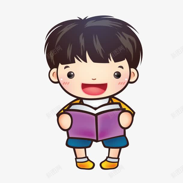 卡通看书的小男孩png免抠素材_新图网 https://ixintu.com 卡通小孩 卡通小男孩 矢量小朋友 矢量看书