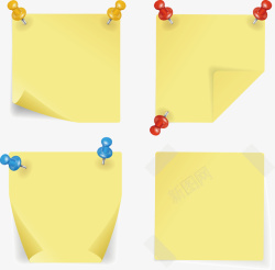 四张黄色的便笺矢量图素材