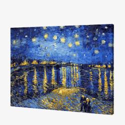 星夜梵高作品罗纳河上的星夜高清图片