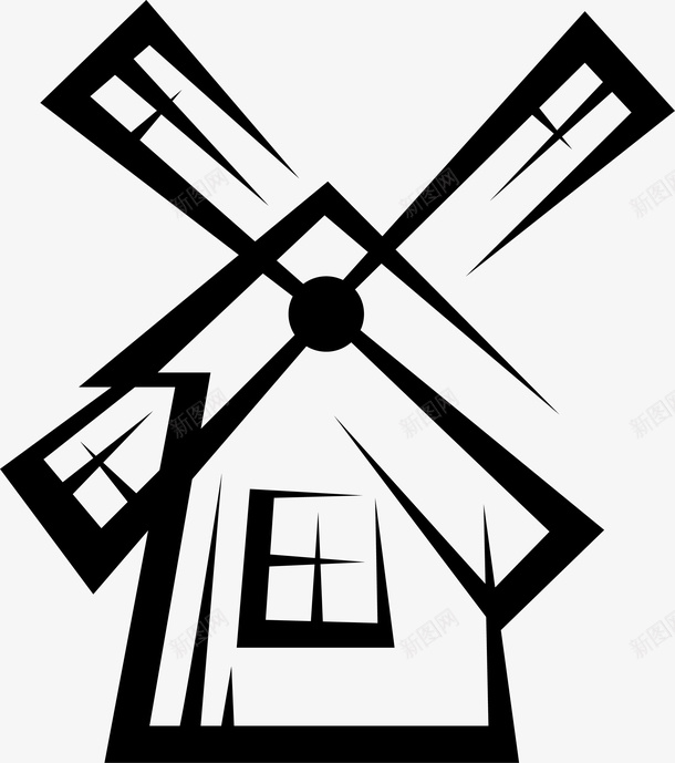 手绘黑色房子图标png_新图网 https://ixintu.com 乡间小屋 房子 房子手绘 手绘房子线条 手绘黑色房子 风车