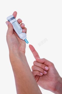 测量血糖通知扎破手指测血糖高清图片