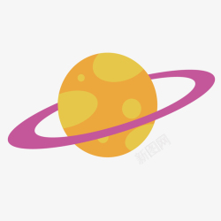 黄色星球紫色星环外太空素材