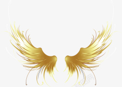 金色爱心简图展开的金色翅膀手绘图高清图片