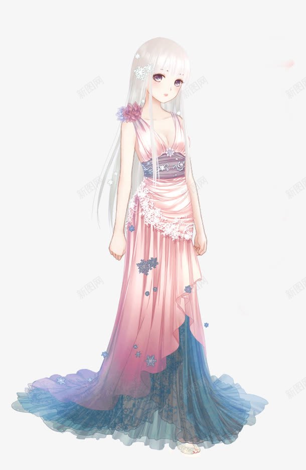 卡通粉红衣服白发女孩png免抠素材_新图网 https://ixintu.com 卡通 女孩 白发 粉红 衣服
