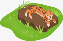 卡通手绘动物园老虎插画矢量图素材