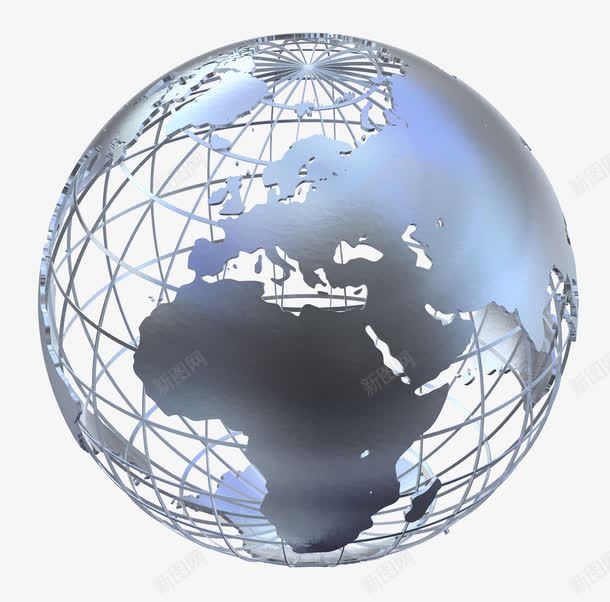 3D银色地球png免抠素材_新图网 https://ixintu.com 3D银色地球 amp 亚洲 北美 地球 地球仪 大陆 星球 欧洲 金属 金属地球 钢铁
