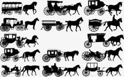 古代欧洲骑士创意马车黄包车剪影高清图片