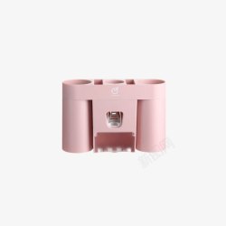 自动挤牙膏架创意浴室牙刷架洗漱套装粉红色高清图片