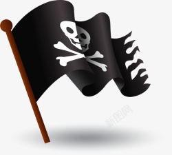 黑色海盗旗手绘黑色骷髅旗矢量图高清图片