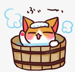 温泉泡澡小猫泡日本温泉高清图片
