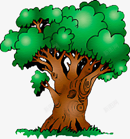手绘绿色树木png免抠素材_新图网 https://ixintu.com 一棵大树 夏天的树 绿色植物 茂密大树
