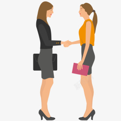 人物交谈握手的商务女子人物矢量图高清图片