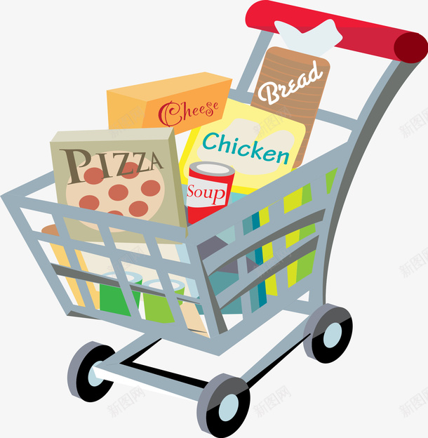 装满食物的购物车png免抠素材_新图网 https://ixintu.com UI 装满 购物车 食物