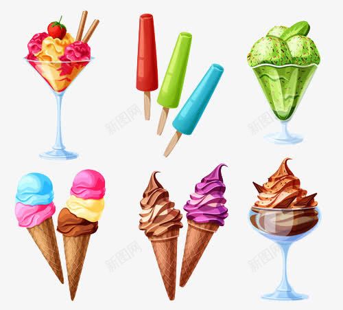 冰激凌集合png免抠素材_新图网 https://ixintu.com 冰棒 卡通冰棒 巧克力并欺凌 甜品 美味甜品