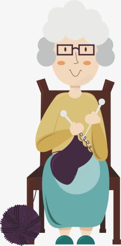 织衣服可爱的外婆缝纫高清图片