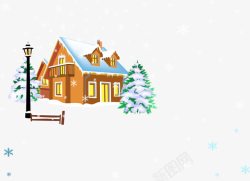 下雪的屋顶黄色房子矢量图高清图片