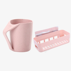 粉色漱口杯和置物架素材