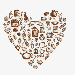 爱心咖啡豆卡通手绘手账咖啡元素矢量图高清图片