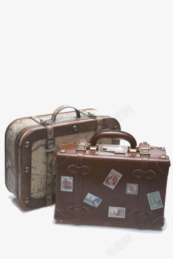 手提箱子写实复古棕色手提箱子高清图片