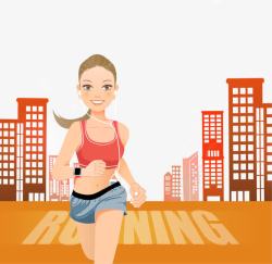 马拉松海报素材卡通手绘奔跑人物插画高清图片