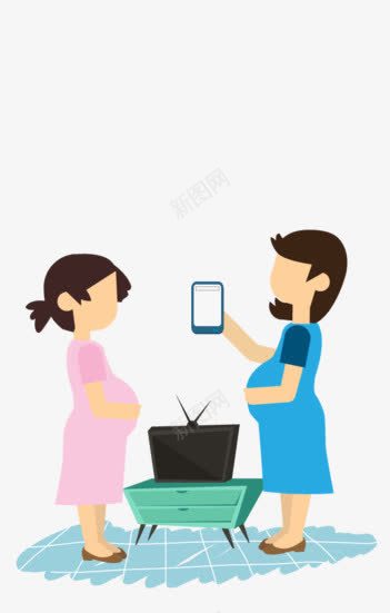 孕妇png免抠素材_新图网 https://ixintu.com 准妈妈 卡通 女人 孕妇 房间 插画