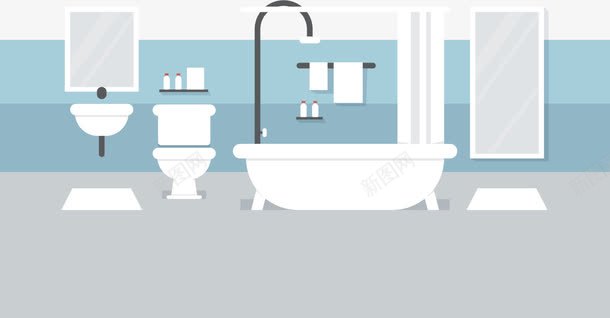 浴室矢量图ai免抠素材_新图网 https://ixintu.com 卡通浴室 智能马桶 浴室 浴室装修图片 浴池 矢量图 镜子 马桶