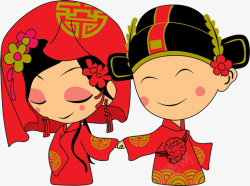 中国风新郎新娘卡通图素材