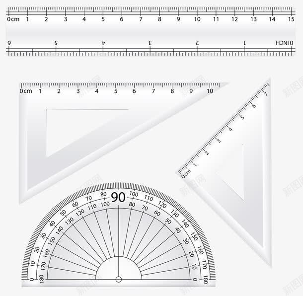 透明刻度尺套装png免抠素材_新图网 https://ixintu.com 刻度尺 套装 实物 透明