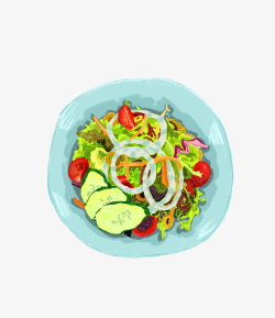 美味沙拉素菜沙拉手绘图案高清图片