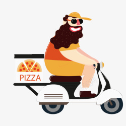 卡通pizza送餐的大胡子矢量图高清图片