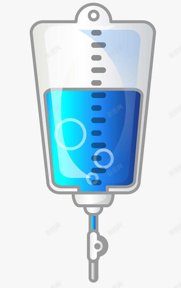 医疗生理盐水psd免抠素材_新图网 https://ixintu.com 刻度 医疗 蓝色 输液