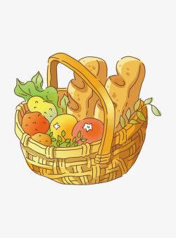 菜市场设计卡通一篮子蔬菜高清图片