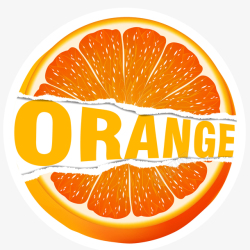橙色纸橙子贴纸插画矢量图高清图片