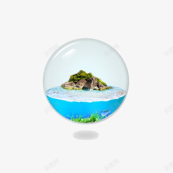 海洋玻璃球png免抠素材_新图网 https://ixintu.com 海洋球 玻璃球 球 蓝色