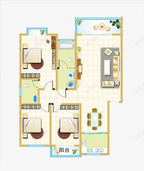 房屋室内效果png免抠素材_新图网 https://ixintu.com CAD图纸与房子模型 CAD平面图 户型 房子平面图 房子模型 房间平面图 模型屋 设计图稿