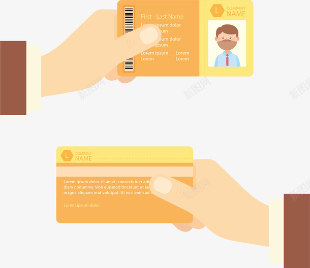 个人身份证正反面png免抠素材_新图网 https://ixintu.com 出示身份证 手拿卡片 正反面卡通 矢量png 身份证 身份证检查 身份证正反面 黄色卡片