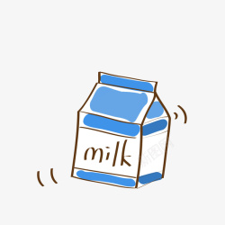 卡通彩绘一盒蓝色牛奶素材
