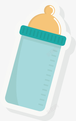 低头吮吸奶嘴婴儿的奶瓶矢量图高清图片