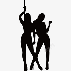 钢管舞剪影钢管舞女郎剪影图标高清图片