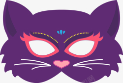 卡通仓鼠面具紫色小猫咪面具图高清图片