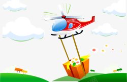 直升飞机矢量卡通平面飞机运输礼物高清图片