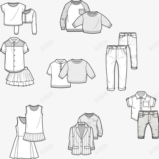 服装版型图png免抠素材_新图网 https://ixintu.com 上衣 外套 女装 款式图 版型 裤子